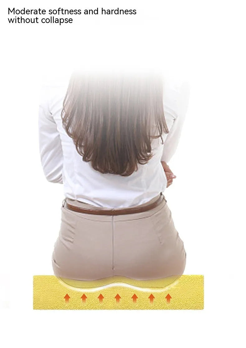 Black car seat cushion for height adjustment measuring approximately 42x39x6cm
