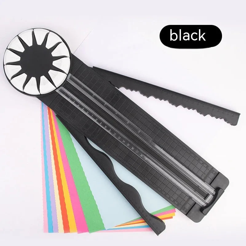 Pink and black 12-in-1 multifunctional dotted paper cutting machine for crafts.