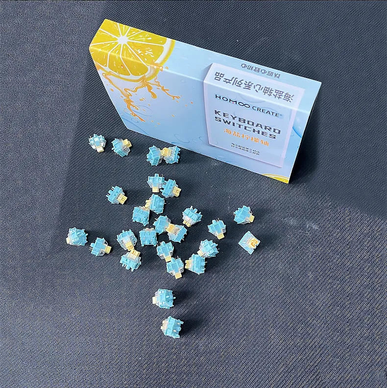 Pack of 36 Sea Salt Lemon PRO Mute tactile keyboard switch bodies for mechanical keyboard modding.