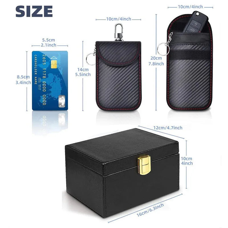 RFID shielding box and key case set with carbon fibre anti-THEFT construction