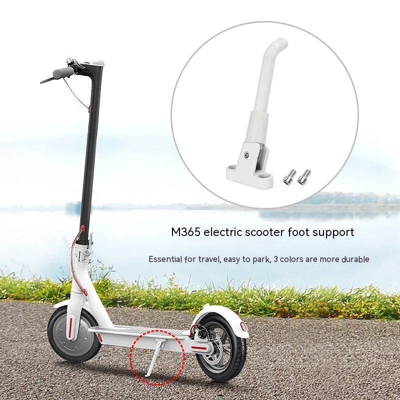 Aluminium alloy electric scooter foot brace accessory kit in black, white, and grey colours with hex wrench