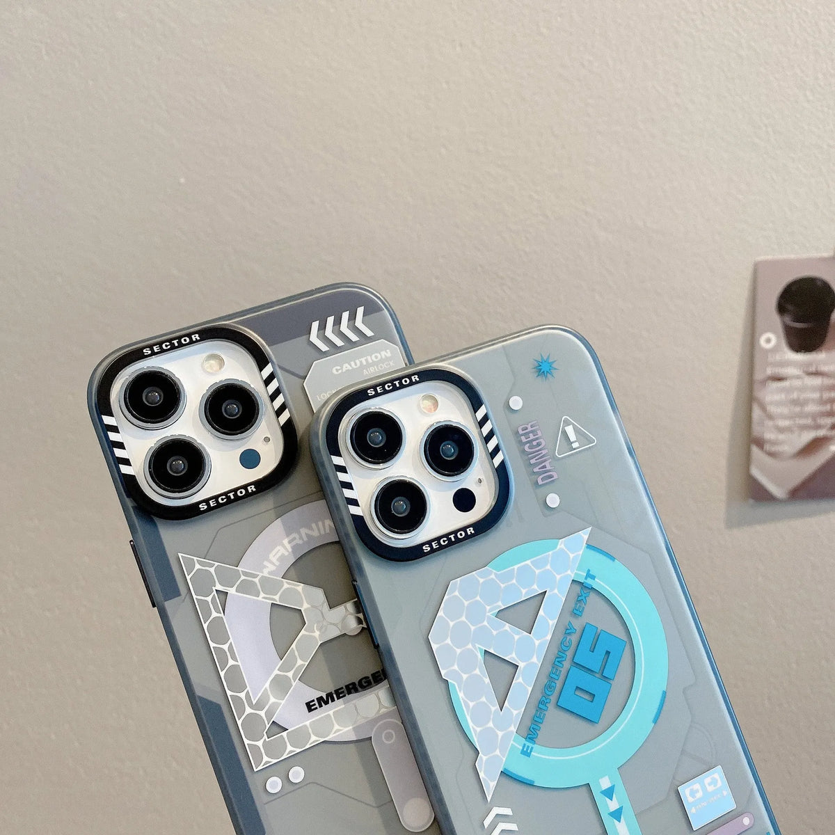 Magnetic frosted iPhone case for 15 Pro Max in black, grey, and light greenish blue with PC anti-fingerprint cover