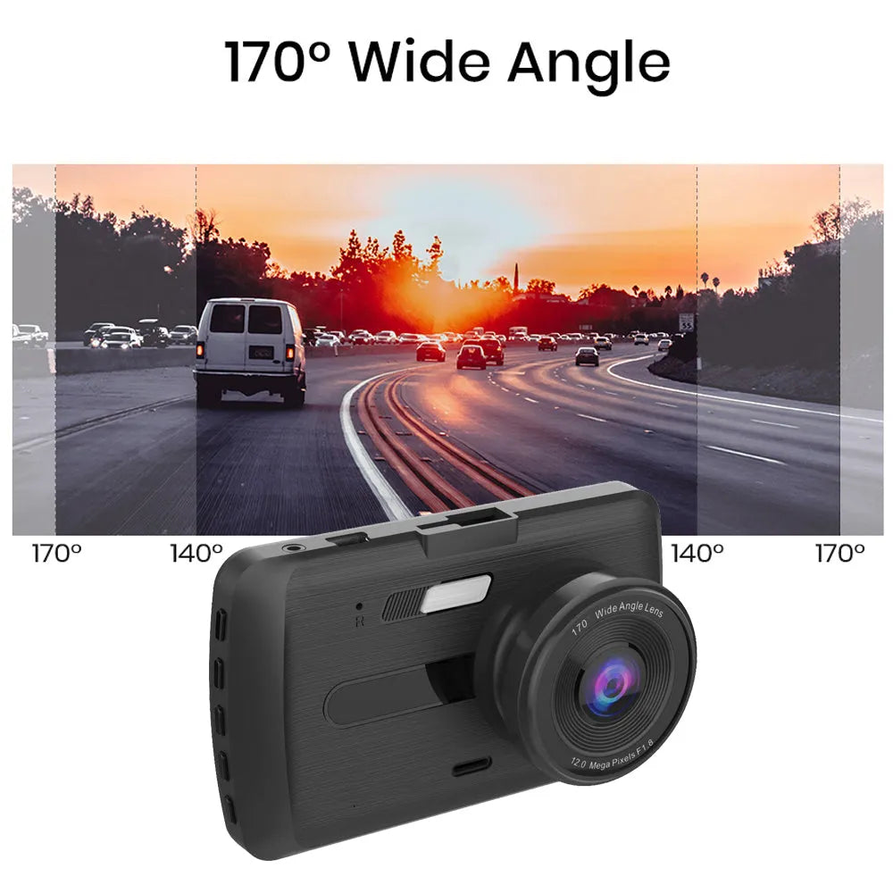 1080P Full HD dual lens driving recorder with 3.5 inch IPS screen and night vision