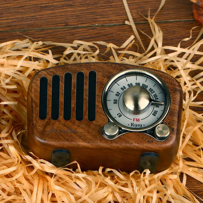 Retro wooden wireless Bluetooth mini speaker in cherry wood or walnut finish