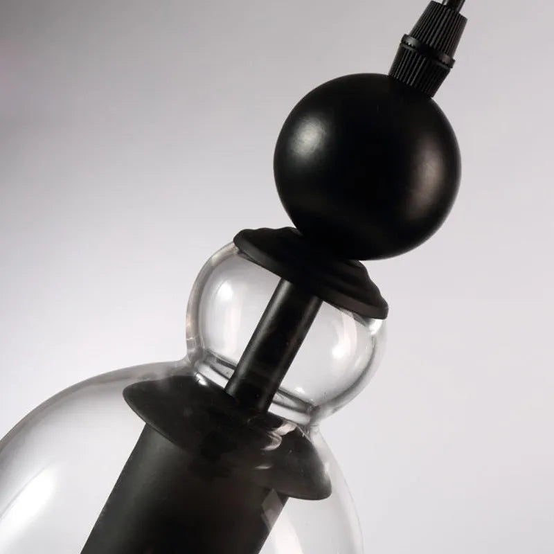 Bell glass chandelier with wrought iron frame, 21cm diameter and 25cm height, amber glass shade, painted metal finish