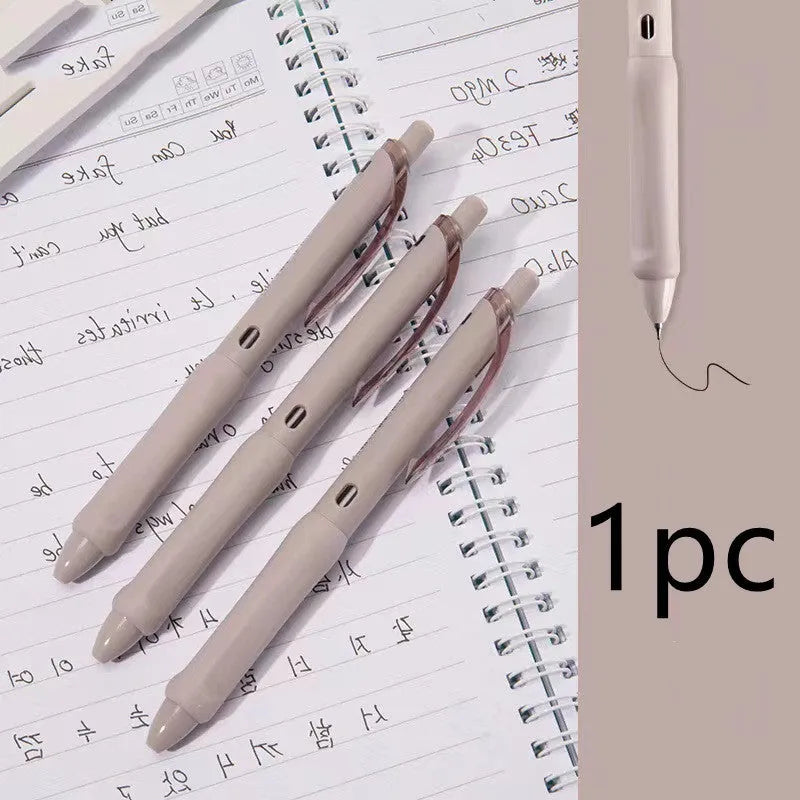 Macaron coloured press gel pen with 0.5mm tip in smoked brown, smoked powder, and smoked white refill options.
