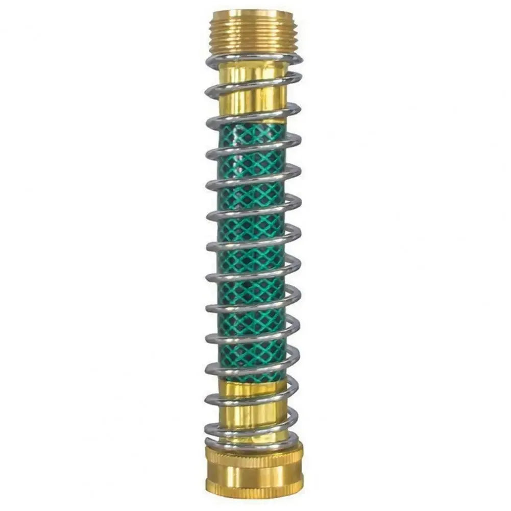 Brass garden hose connector with spiral spring and 3/4 inch threaded joints
