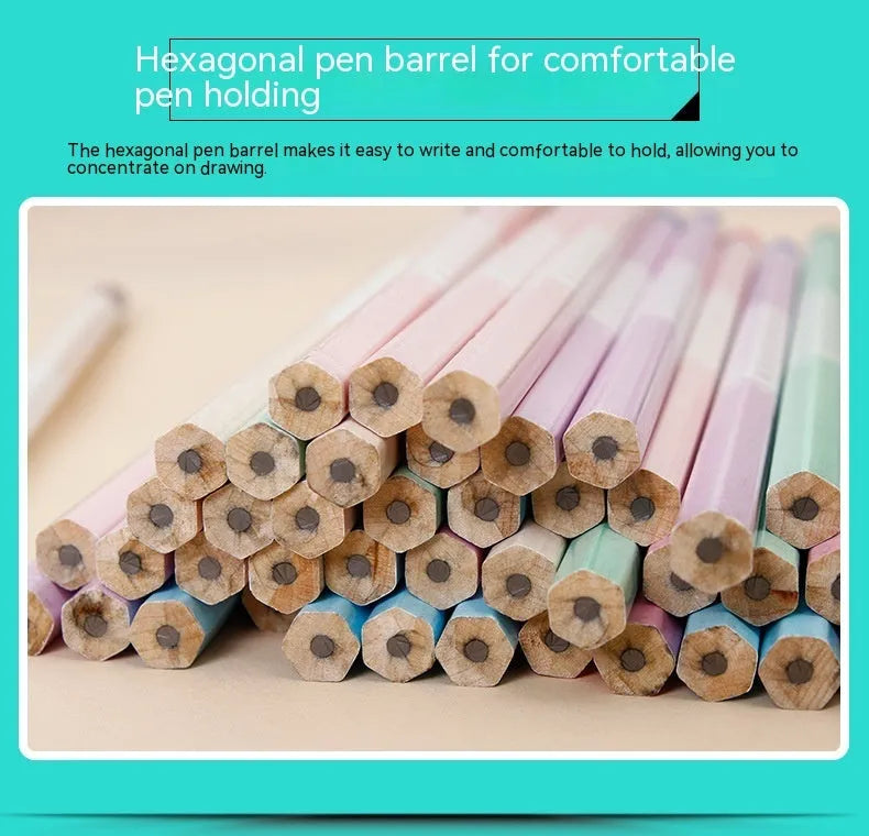 Basswood high-end thermal transfer pencil with six-angle rod design, barrel of 50 pencils.