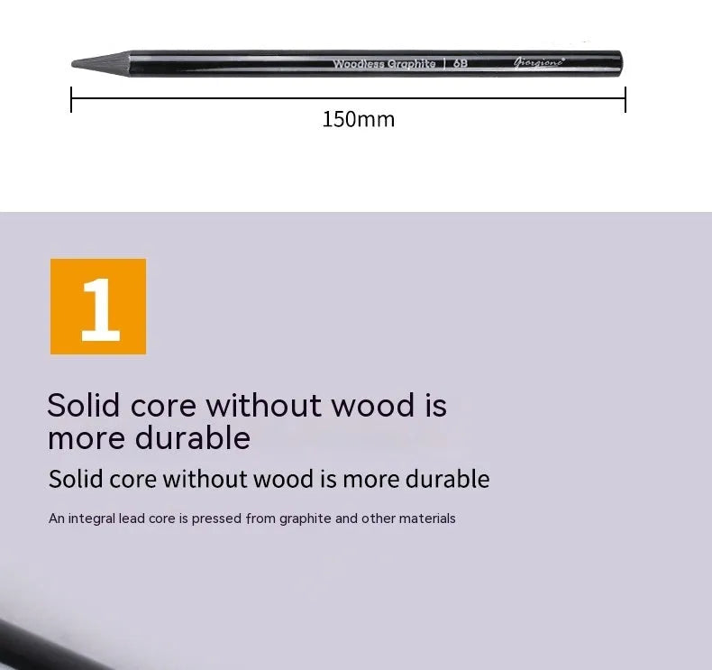Set of six graphite and three carbonised drawing pencils with wooden casings on a white suction card.
