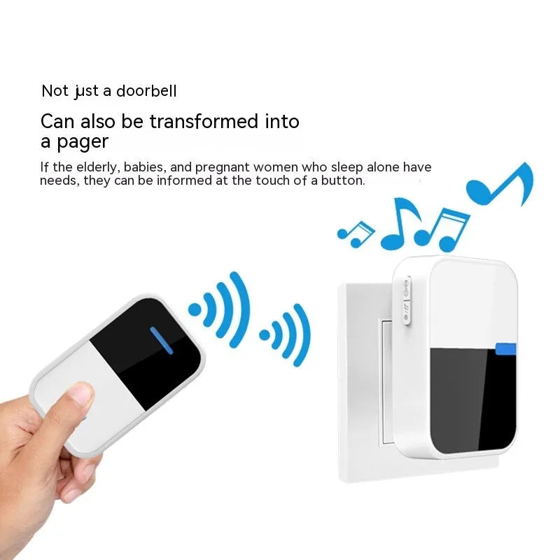 White plastic wireless doorbell receiver and transmitter units on a plain background