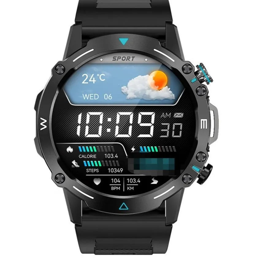 M42 smart watch with large AMOLED screen in black, sports IP68 waterproof design