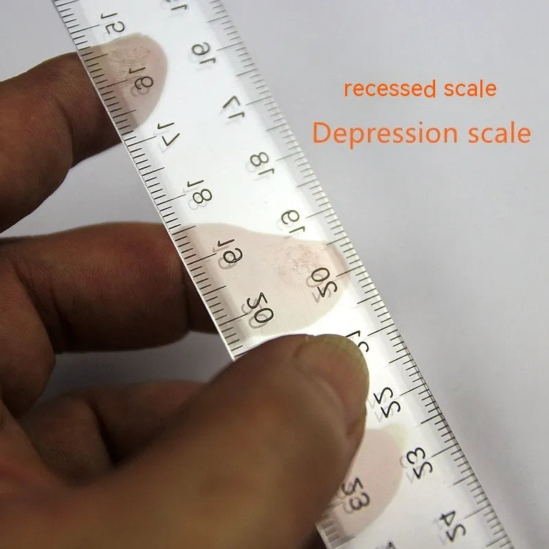 T-shaped plastic technical drawing ruler with 30cm length in transparent or orange yellow colour options