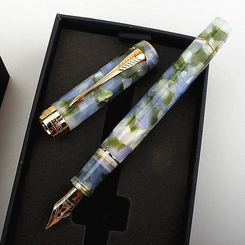 Deep bath green metal ballpoint pen showing three different tip size options