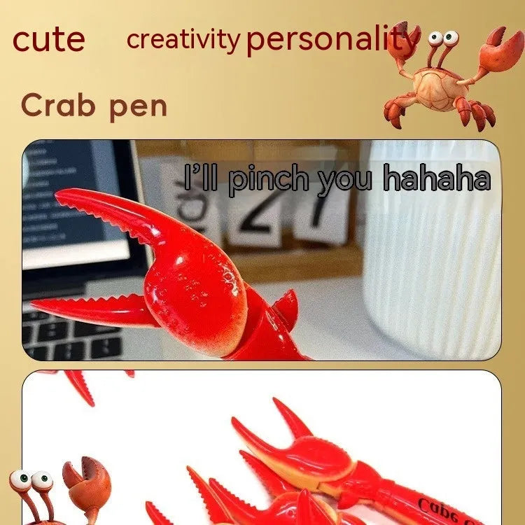 Crab design novelty ballpoint pen with a playable pressing can clip.