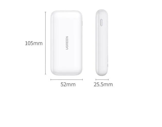 30W Fast Charge 10000 MA Power Bank in Cloud White with USB-C and USB-A outputs