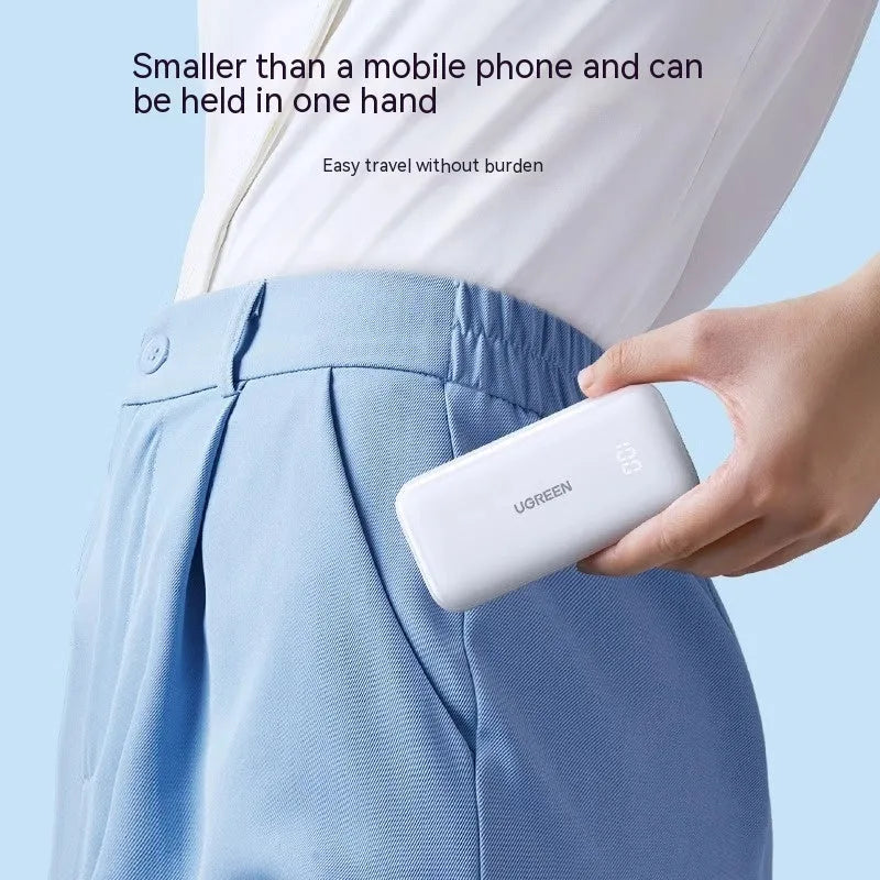 30W Fast Charge 10000 MA Power Bank in Cloud White with USB-C and USB-A outputs