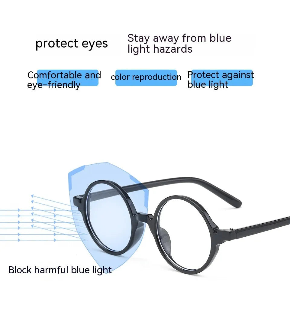 Retro round glasses frame without lenses in four colour options