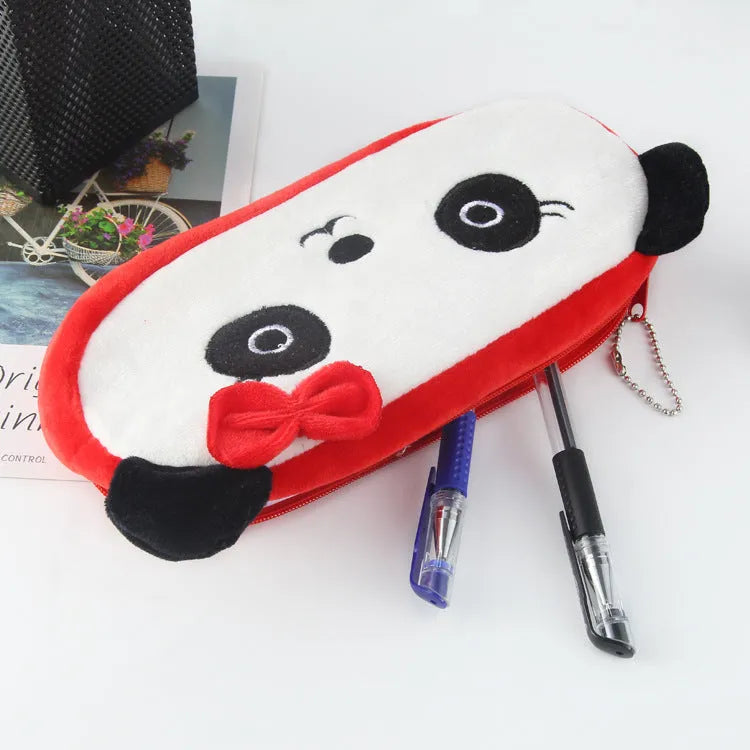 Plush square children's stationery bag with anime cartoon print for primary school, medium-soft pencil case
