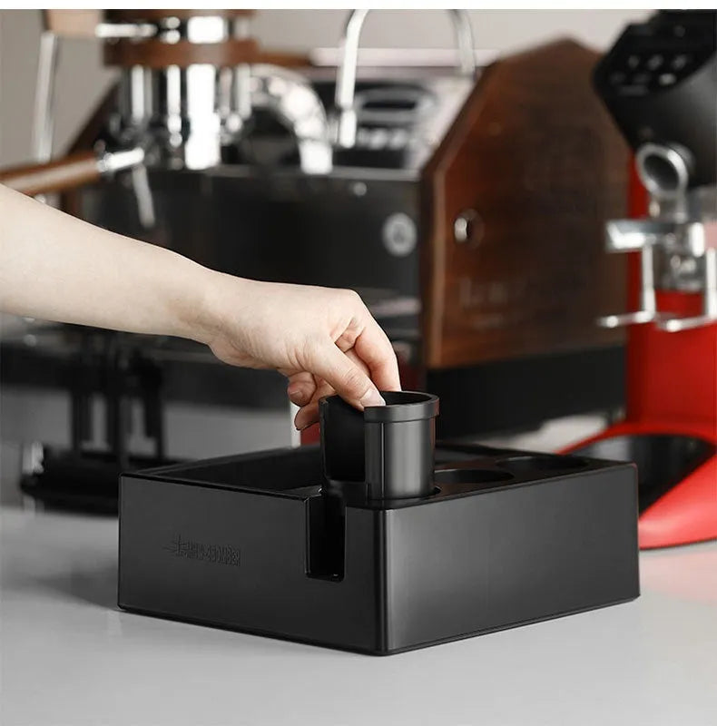 Multifunctional ABS coffee grounds box and handle bracket with portafilter for 51-58mm universal fit