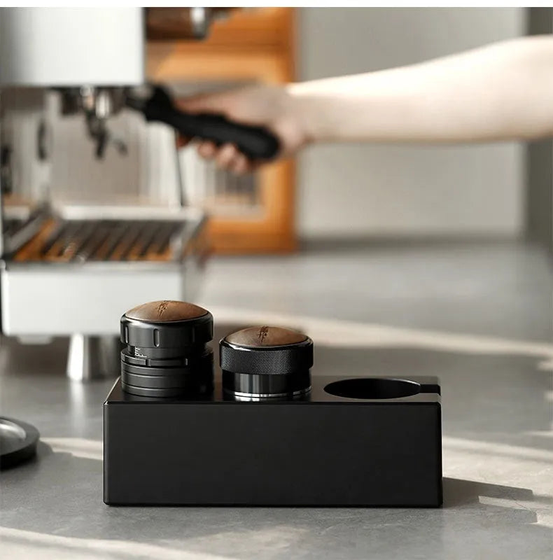 Multifunctional ABS coffee grounds box and handle bracket with portafilter for 51-58mm universal fit