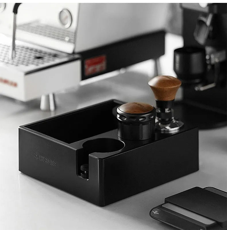 Multifunctional ABS coffee grounds box and handle bracket with portafilter for 51-58mm universal fit