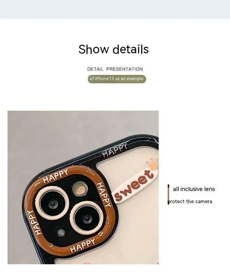 Coffee bear 3D doll pendant silicone phone case in cream black for Apple iPhone