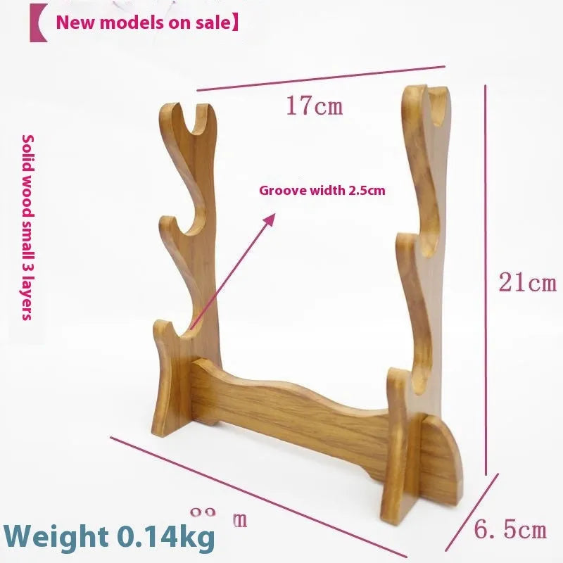 Handmade wooden Chinese style wall shelf bracket with multiple display tiers for ornaments