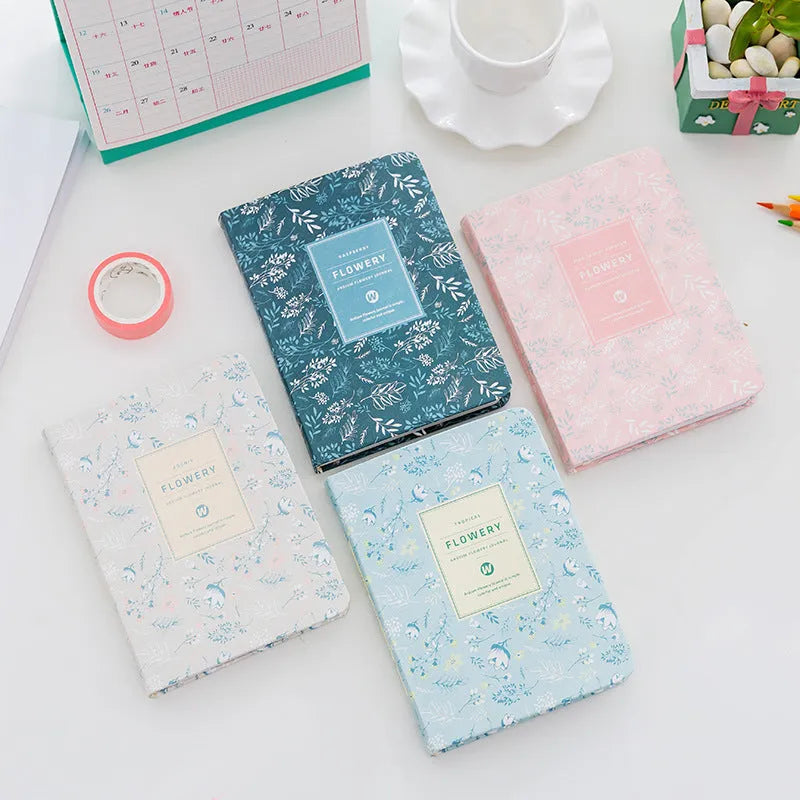 Paper pocket diary with high-grade artificial leather cover in pink, blue, gray, and green, 11cm by 14.5cm size