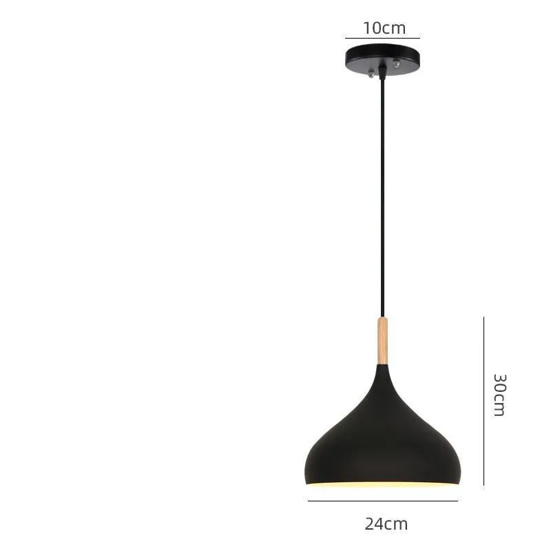 Creative macarone style single-head fishline pendant lamp with adjustable cord against a coloured background.