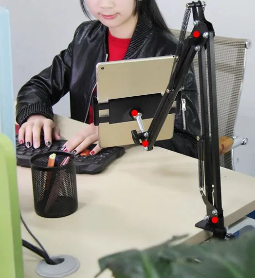 Black adjustable phone and tablet stand measuring 10cm for hands-free device viewing