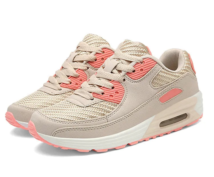 Women's casual beige shoes with a 3.5cm low heel on a white background.