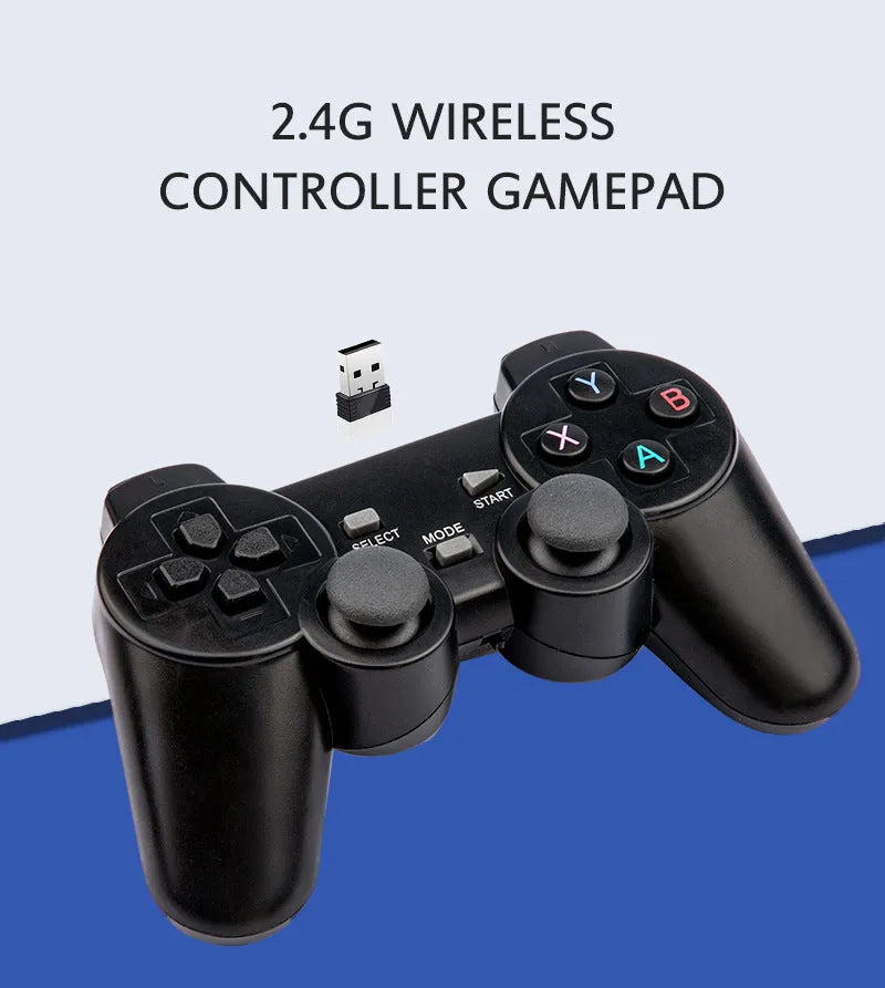 Portable HD wireless game emulator arcade host with two 2.4G handles and 4K HDMI output