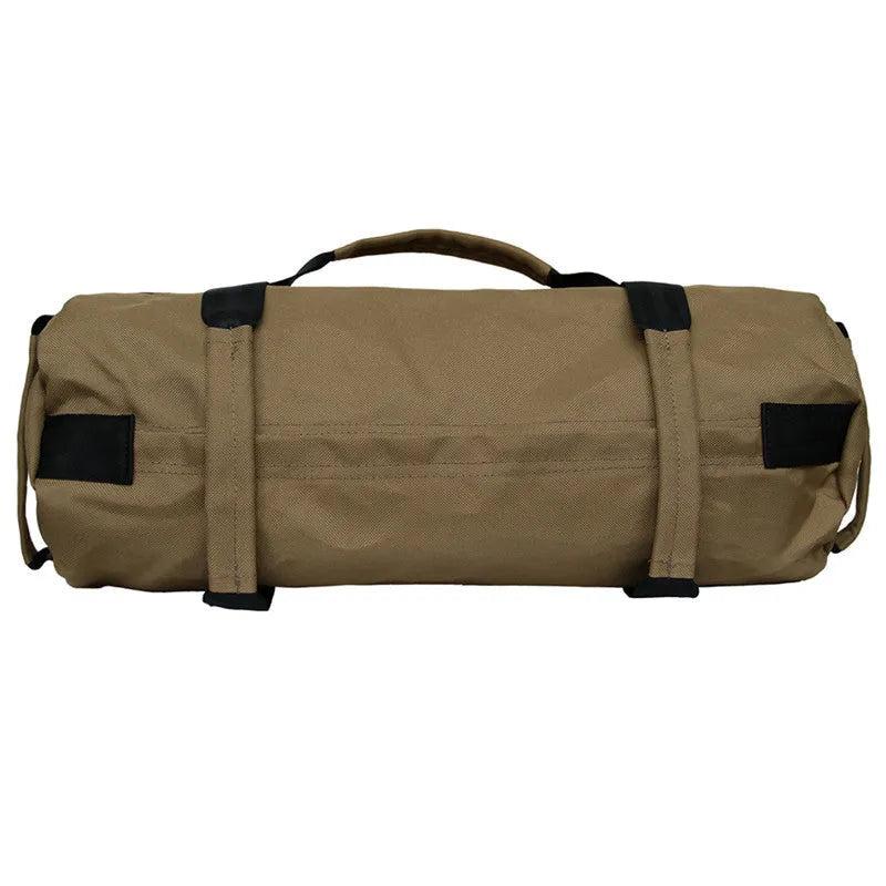 Weightlifting sandbag with six handles, 48cm diameter, black colour, made from 900D Oxford cloth