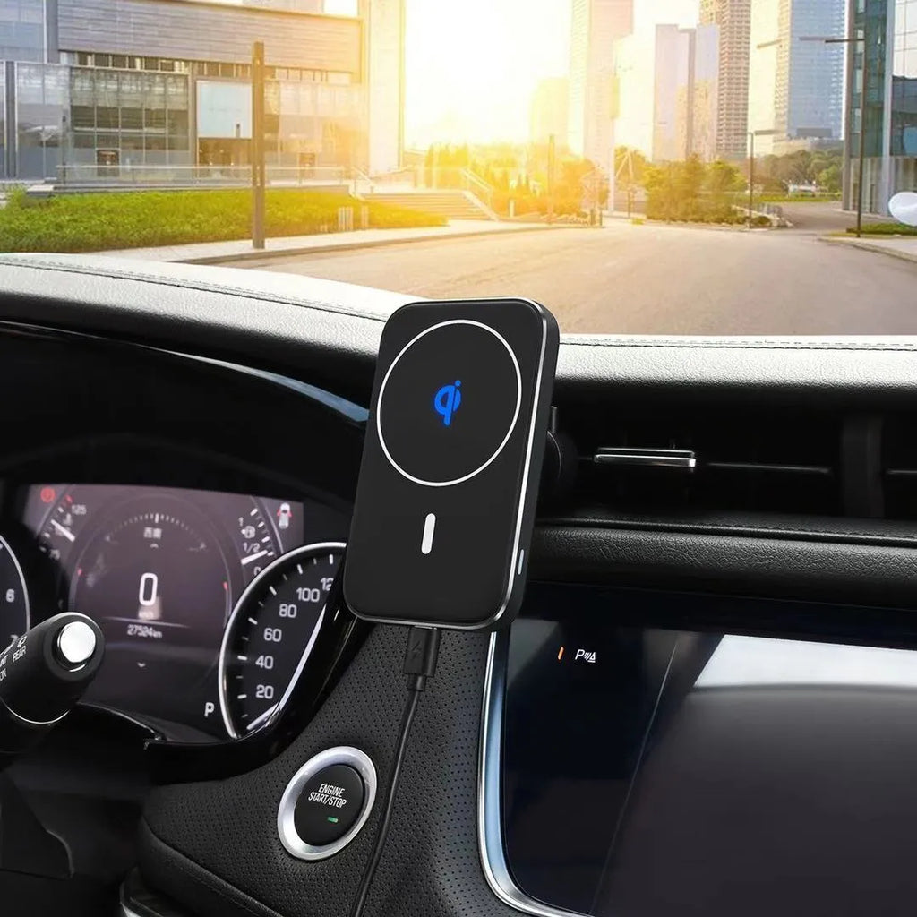 Black M6 car bracket magnetic wireless charger for mobile phones with adjustable ball joint