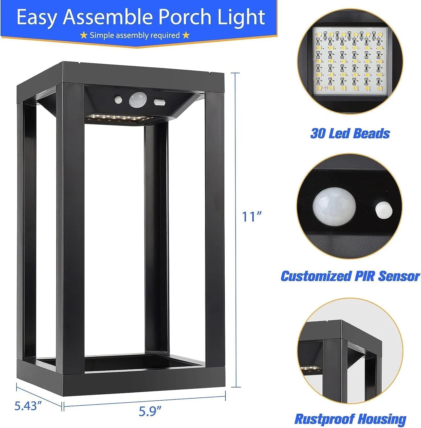 Chinese outdoor solar wall lamp with plastic housing and IP65 waterproof rating for garden installation