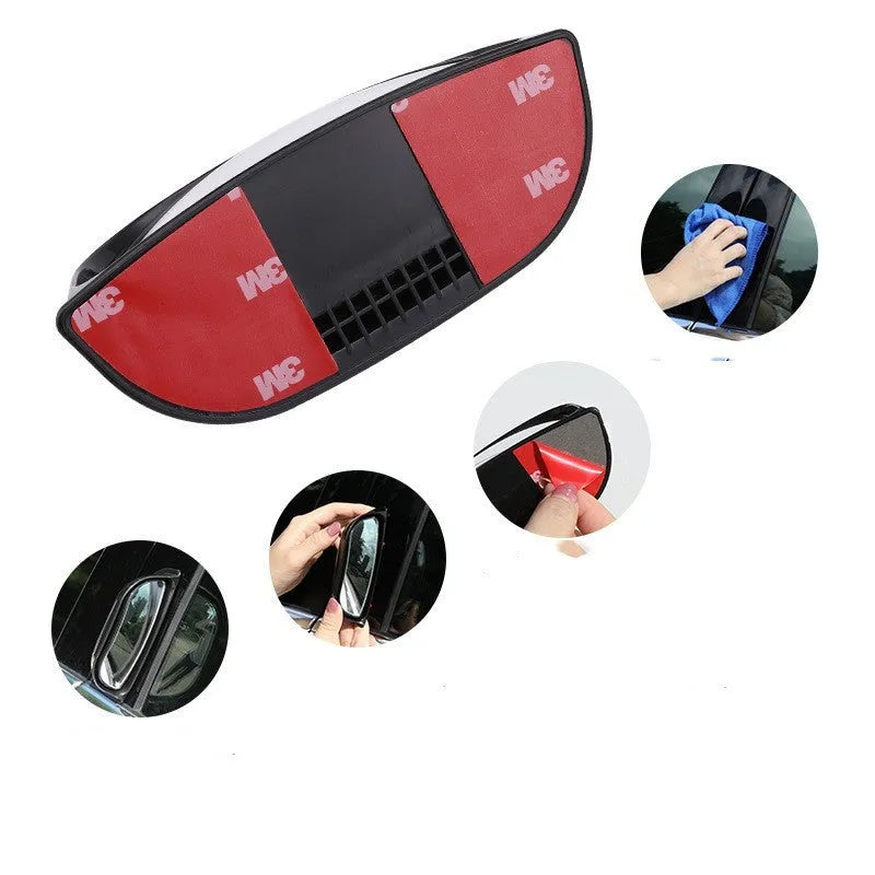 Black and white universal wide angle two-row car rearview mirror for blind spot visibility