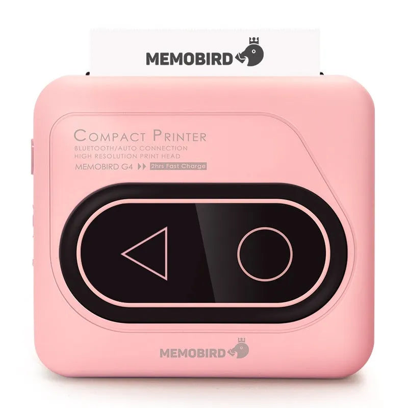 Portable Bluetooth mini thermal printer in avocado green with mobile phone showing wireless connection