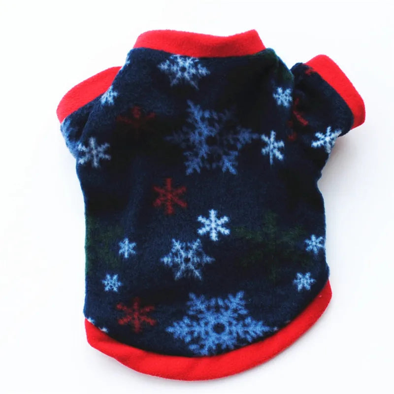 Christmas pet costume in fleece and cotton, available in multiple styles and sizes for small dogs and cats