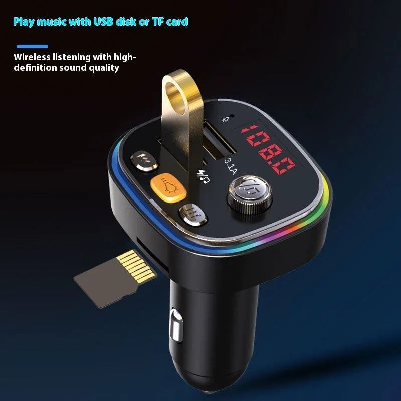 C20 car MP3 Bluetooth player FM transmitter with digital display and RGB light, black colour