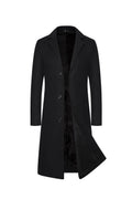 Men's mid-length wool and cotton trench coat in black, dark gray, camel or light gray, slim fit, sizes M to 5XL