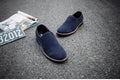 Men's casual leather shoes frosted round toe slip-on style in black