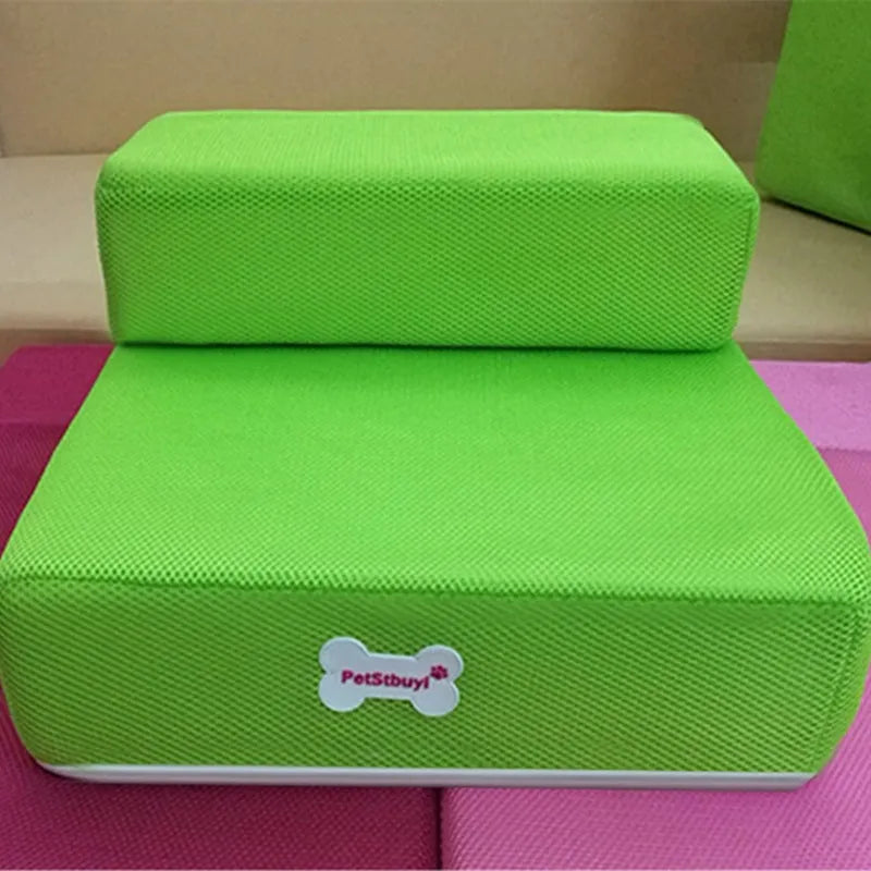 Sponge pet stairs, flat unfoldable, standard 67x40cm or small 50x30cm, 10cm single layer, 20cm stack, various colours.