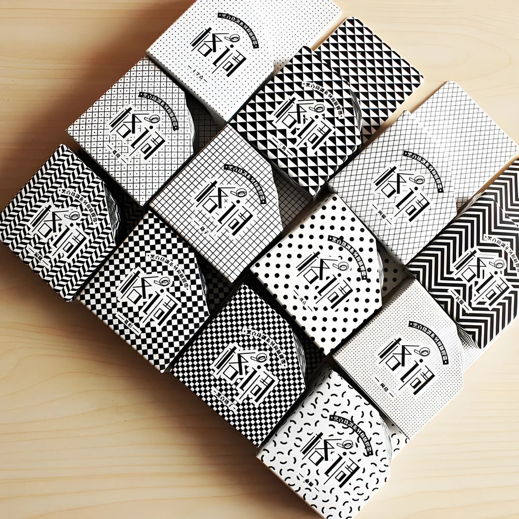 Paper tape roll 15mm x 7m for DIY hand account, shown in Lattice, Wave point and Weave options