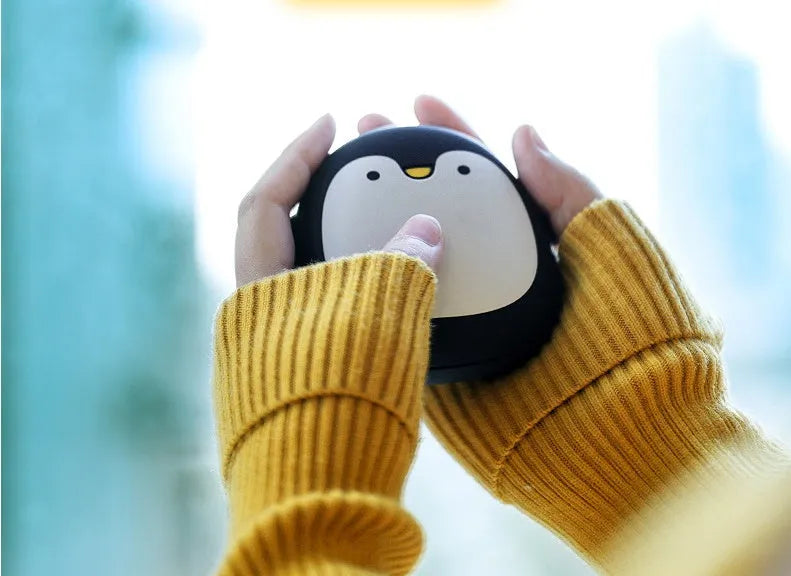 Cartoon penguin polar bear USB rechargeable hand warmer with power bank function