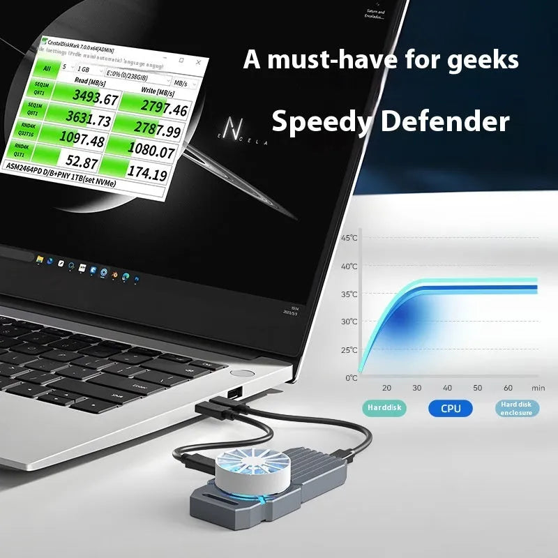USB4 hard disk enclosure for NVMe M.2 SSDs with aluminium case and Thunderbolt 4 compatibility