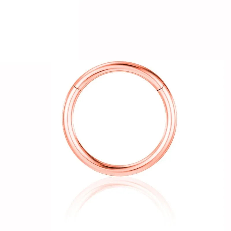 Titanium alloy nose ring with inlaid zircon, 1.2x12mm seamless round hoop in Diamond Gold