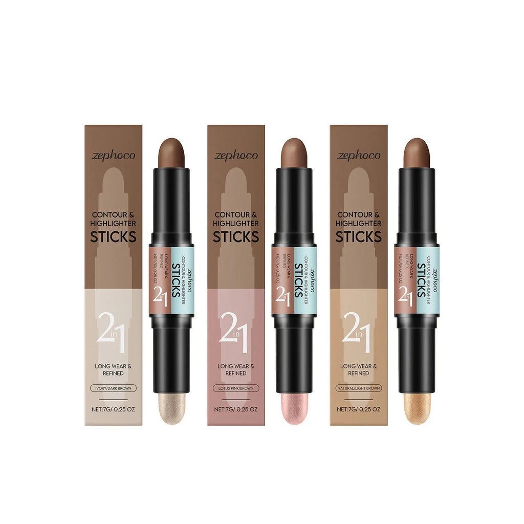 2-in-1 highlighter makeup pencil for brow outlining and repair in three brown shades