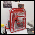 Transparent PVC waterproof backpack in grey with a visible black voile inner bag inside.