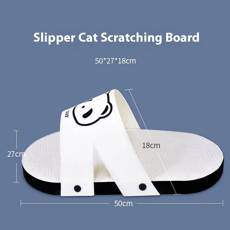 White corrugated paper cat scratch board designed in a slipper shape.
