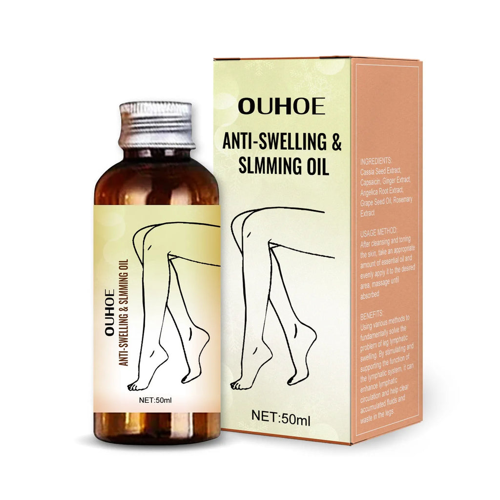 50ml bottle of moisturising leg massage essential oil with natural botanical extracts